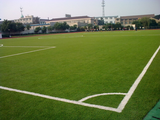 Лужайка 25mm травы Eco-Содружественного футбола искусственная, зеленое PE 9000dtex
